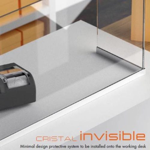 Cristal invisible, minimal design protective system to be installed onto the working desk.